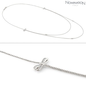 노미네이션 목걸이 MYCHERIE (마이쉐리) necklace 925 silver and cubic zirconia long BOW (Silver) 146306/010