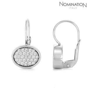 노미네이션 귀걸이 LOTUS (로투스) earrings with Cubic Zirconia pave set in sterling silver 043130/001