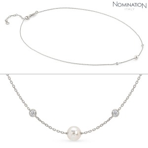 노미네이션 목걸이 BELLA (벨라) necklace in 925 silver Cubic Zirconia and Pearl 1 (Silver) 142656/010