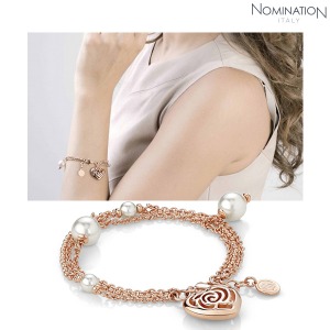 노미네이션 팔찌 ROSEBLUSH (로즈블러쉬) bracelet pearls (triple) (Rose Gold) 131401/011