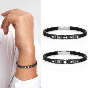 노미네이션 팔찌 CITY (시티) bracelet in steel rubber and Black Satin Finish Screws 028812 (택1)